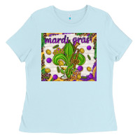 Baby Blue Mardi Gras fleur de lis Ladies Tee - NancyCooperArtShop