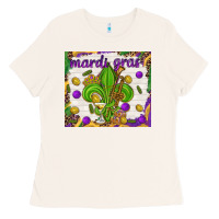 Bone Mardi Gras fleur de lis Ladies Tee - NancyCooperArtShop