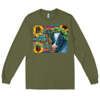 Army Green Cow Serape Just a Little Moody Long Sleeve Tee - CowCowDesign