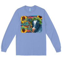 Colony Blue Cow Serape Just a Little Moody Long Sleeve Tee - CowCowDesign