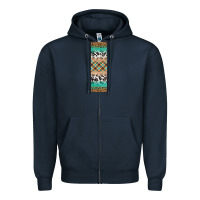Navy fall pattern Zipper Hoodie - Artiststas