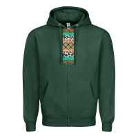 Sports Green fall pattern Zipper Hoodie - Artiststas