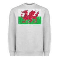 Heather Grey Vintage Welsh Flag Of Wales Dragon Souvenir Gift Men Women Heavyweight Sweatshirt - trangStudio