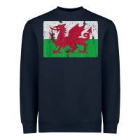 Navy Vintage Welsh Flag Of Wales Dragon Souvenir Gift Men Women Heavyweight Sweatshirt - trangStudio