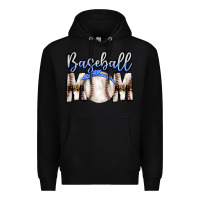 Black Baseball Mom Premium Hoodie - CowhideDigitalArt