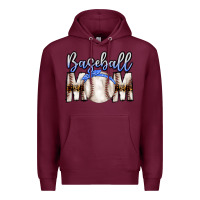 Burgundy Baseball Mom Premium Hoodie - CowhideDigitalArt