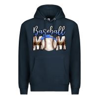 Navy Baseball Mom Premium Hoodie - CowhideDigitalArt