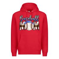 Red Baseball Mom Premium Hoodie - CowhideDigitalArt