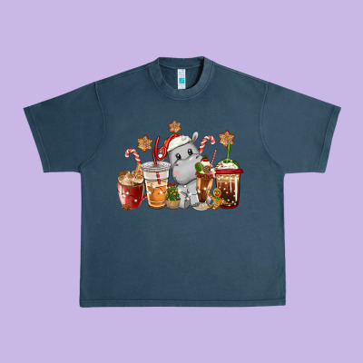 Hippopotamus Coffee Cups Christmas Urban Heavy Tee Designed By Cowgirlartshop