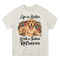 Cream life is better with a golden retriever Heavy Core Tee - JahusDesignShop