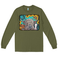 Army Green Cows Glitter Turquoise Leopard Sunflowers Long Sleeve Tee - CowCowDesign