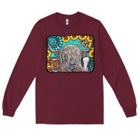 Burgundy Cows Glitter Turquoise Leopard Sunflowers Long Sleeve Tee - CowCowDesign