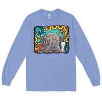 Colony Blue Cows Glitter Turquoise Leopard Sunflowers Long Sleeve Tee - CowCowDesign
