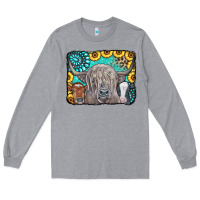 Heather Grey Cows Glitter Turquoise Leopard Sunflowers Long Sleeve Tee - CowCowDesign
