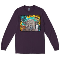 Plum Cows Glitter Turquoise Leopard Sunflowers Long Sleeve Tee - CowCowDesign