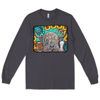 Smoke Cows Glitter Turquoise Leopard Sunflowers Long Sleeve Tee - CowCowDesign