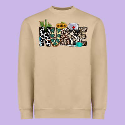 Nurse Leopard And Cowhide Heavyweight Sweatshirt Designed By Cowhidedigitalart