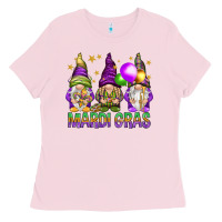 Bubblegum Pink Mardi Gras crew with gnomes Ladies Tee - NancyCooperArtShop