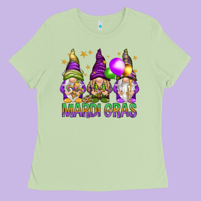 Mardi Gras Crew With Gnomes Ladies Tee Designed By Nancycooperartshop