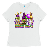 White Mardi Gras crew with gnomes Ladies Tee - NancyCooperArtShop