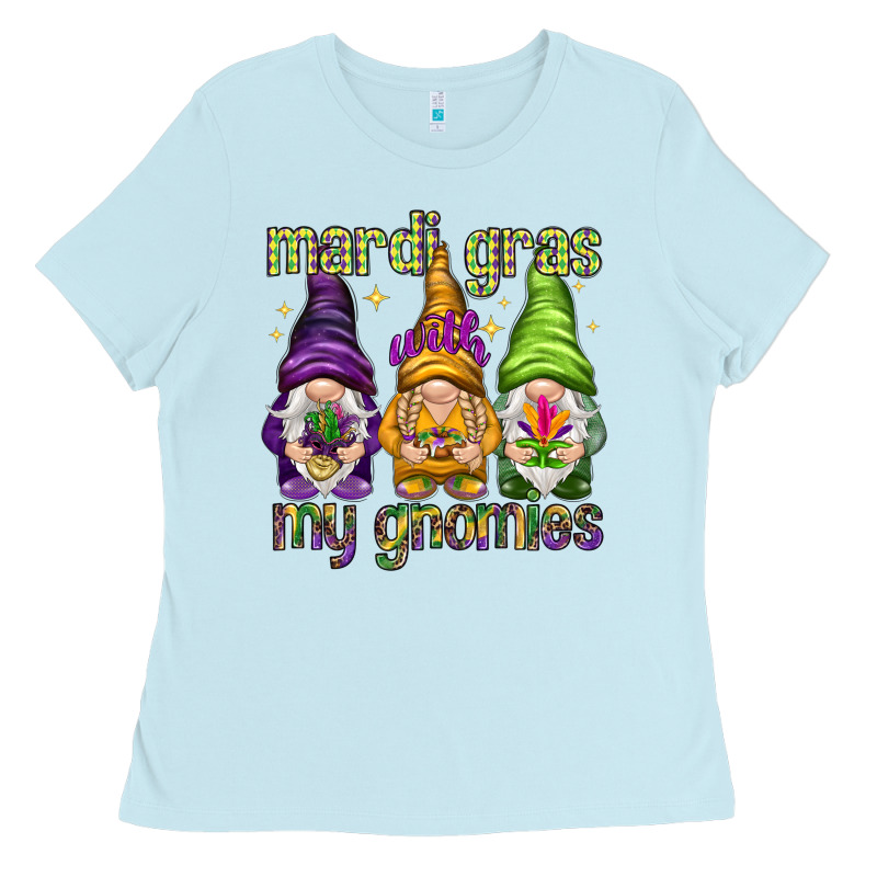 Mardi Gras With My Gnomes Ladies Tee by NancyCooperArtShop | Teevron