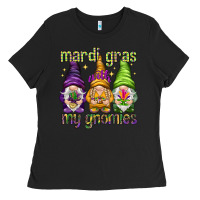 Black Mardi Gras with my gnomes Ladies Tee - NancyCooperArtShop