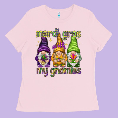 Mardi Gras With My Gnomes Ladies Tee Designed By Nancycooperartshop
