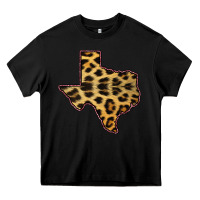 Black Western Texas Map Leopard Pattern Heavy Core Tee - Bettercallsaul