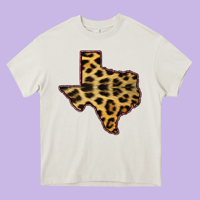 Western Texas Map Leopard Pattern Heavy Core Tee Designed By Bettercallsaul