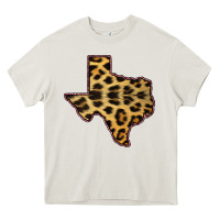 Cream Western Texas Map Leopard Pattern Heavy Core Tee - Bettercallsaul