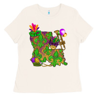 Bone Louisiana map Mardi Gras Ladies Tee - NancyCooperArtShop