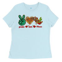 Baby Blue Peace Love Mexico Ladies Tee - texasbilliewilder