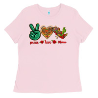 Bubblegum Pink Peace Love Mexico Ladies Tee - texasbilliewilder