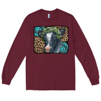 Burgundy Floral Cow Leopard Gemstone Long Sleeve Tee - CowCowDesign