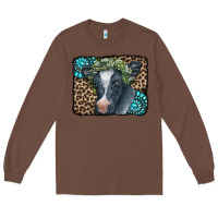 Chestnut Floral Cow Leopard Gemstone Long Sleeve Tee - CowCowDesign