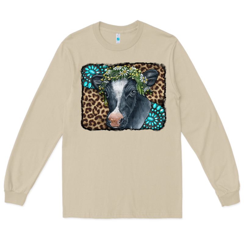 Floral Cow Leopard Gemstone Long Sleeve Tee by CowCowDesign | Teevron
