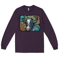 Plum Floral Cow Leopard Gemstone Long Sleeve Tee - CowCowDesign