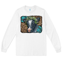 White Floral Cow Leopard Gemstone Long Sleeve Tee - CowCowDesign