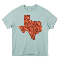 Arona Texas Map Western Tooled Leather Pattern Heavy Core Tee - Bettercallsaul