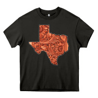 Asphalt Texas Map Western Tooled Leather Pattern Heavy Core Tee - Bettercallsaul