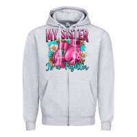 Heather Grey Breast Cancer My Sister Is A Fighter Zipper Hoodie - Artiststas