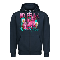 Navy Breast Cancer My Sister Is A Fighter Zipper Hoodie - Artiststas