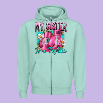 Breast Cancer My Sister Is A Fighter Zipper Hoodie Designed By Artiststas