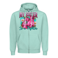 Seafoam Breast Cancer My Sister Is A Fighter Zipper Hoodie - Artiststas