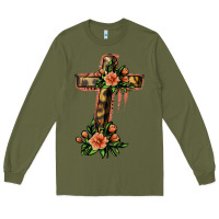 Army Green Flower Cross Long Sleeve Tee - Jasminsmagicworld