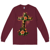 Burgundy Flower Cross Long Sleeve Tee - Jasminsmagicworld