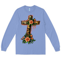 Colony Blue Flower Cross Long Sleeve Tee - Jasminsmagicworld