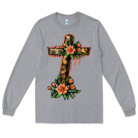 Heather Grey Flower Cross Long Sleeve Tee - Jasminsmagicworld