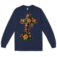 Navy Flower Cross Long Sleeve Tee - Jasminsmagicworld