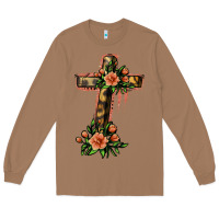 Toasted Coconut Flower Cross Long Sleeve Tee - Jasminsmagicworld